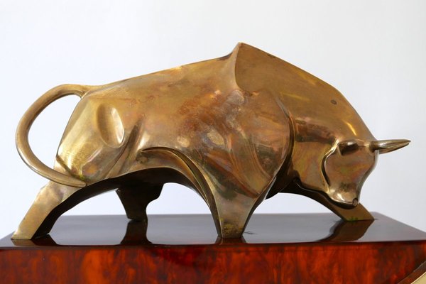 Large Italian Modernist Brass Bull Light Object or Table Lamp by D. Delo, 1970s-WPT-700742