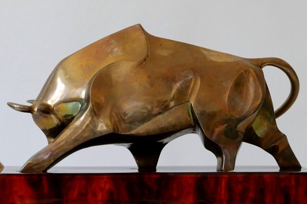 Large Italian Modernist Brass Bull Light Object or Table Lamp by D. Delo, 1970s-WPT-700742