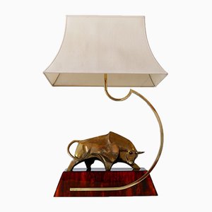 Large Italian Modernist Brass Bull Light Object or Table Lamp by D. Delo, 1970s-WPT-700742