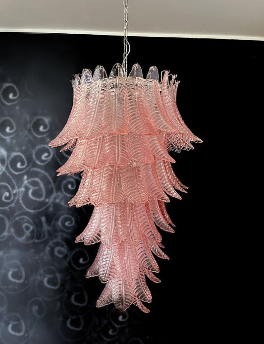 Large Italian Murano Felci Glass Spiral Chandelier, 1990