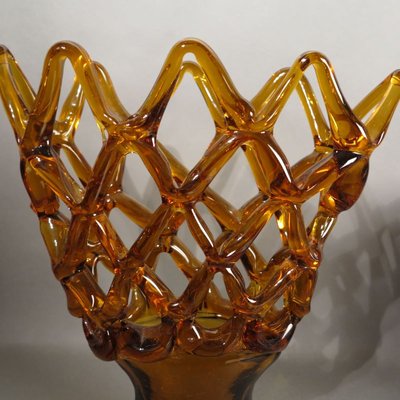 Large Italian Murano Glass Bowl with Grid Pattern from Made Murano Glass, 1950s-WK-724140