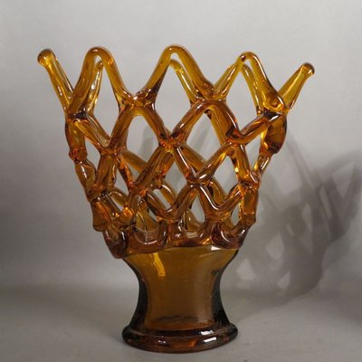 Large Italian Murano Glass Bowl with Grid Pattern from Made Murano Glass, 1950s-WK-724140