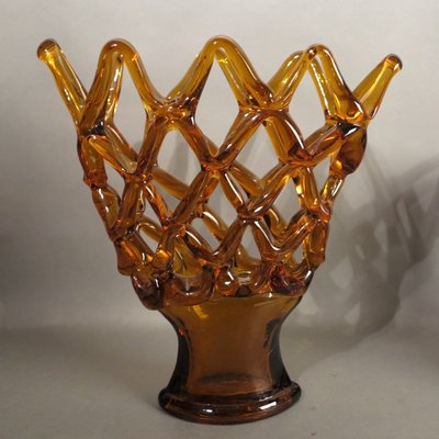 Large Italian Murano Glass Bowl with Grid Pattern from Made Murano Glass, 1950s-WK-724140