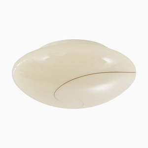 Large Italian Murano Glass Ceiling Light in Ivory Color with Contrasting Spiral Filigree from Leucos, 1980s-MPO-1259547