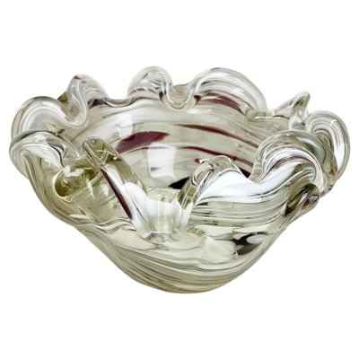 Large Italian Murano Glass Floral Bowl Ashtray, 1970s-QZ-1077044