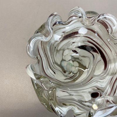 Large Italian Murano Glass Floral Bowl Ashtray, 1970s-QZ-1077044