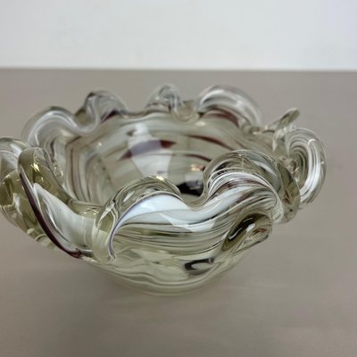 Large Italian Murano Glass Floral Bowl Ashtray, 1970s-QZ-1077044