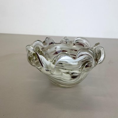 Large Italian Murano Glass Floral Bowl Ashtray, 1970s-QZ-1077044