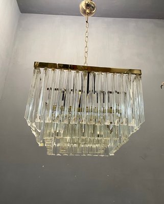 Large Italian Murano Glass Prism Triedri Chandelier Lamp-JJC-1093717