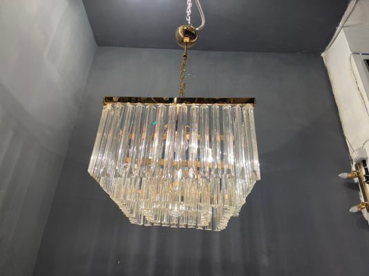 Large Italian Murano Glass Prism Triedri Chandelier Lamp-JJC-1093717