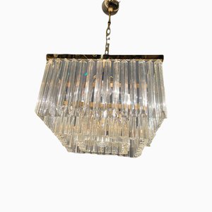 Large Italian Murano Glass Prism Triedri Chandelier Lamp-JJC-1093717