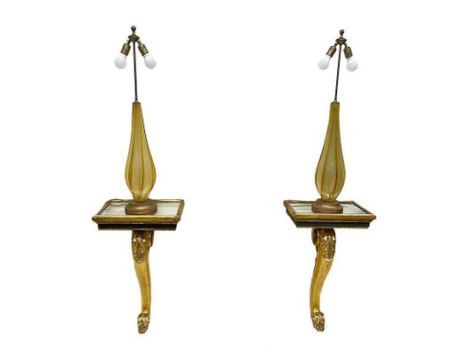 Large Italian Murano Glass Table Lamps, 1950s, Set of 2-UCH-1790161