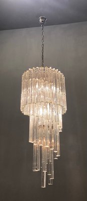 Large Italian Murano Prism Spiral Chandelier-JJC-1174738