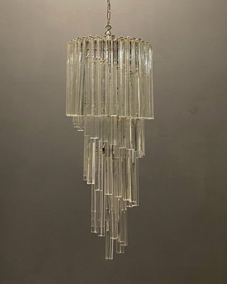 Large Italian Murano Prism Spiral Chandelier-JJC-1174738