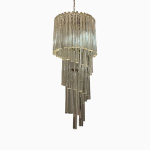 Large Italian Murano Prism Spiral Chandelier-JJC-1174738