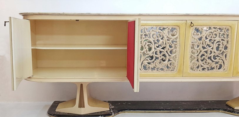 Large Italian Parchment & Marble Buffet, 1959-FO-589277