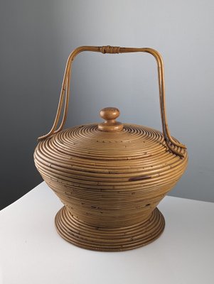 Large Italian Rattan Basket by Vivai del Sud, 1960s-JJT-1795946