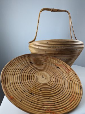 Large Italian Rattan Basket by Vivai del Sud, 1960s-JJT-1795946