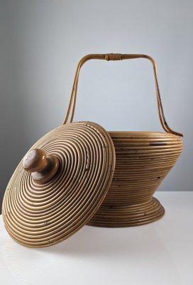 Large Italian Rattan Basket by Vivai del Sud, 1960s-JJT-1795946