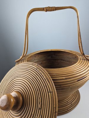 Large Italian Rattan Basket by Vivai del Sud, 1960s-JJT-1795946