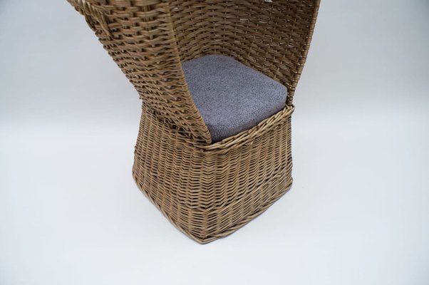 Large Italian Rattan Lounge Chair, 1970s-KQB-722495