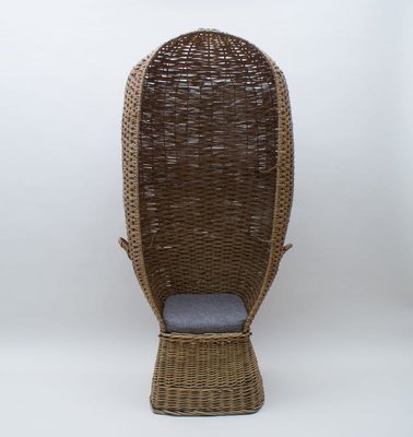 Large Italian Rattan Lounge Chair, 1970s-KQB-722495