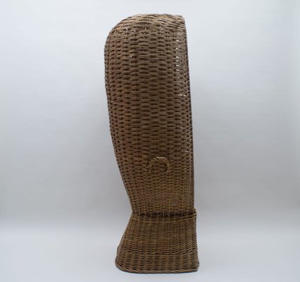 Large Italian Rattan Lounge Chair, 1970s-KQB-722495