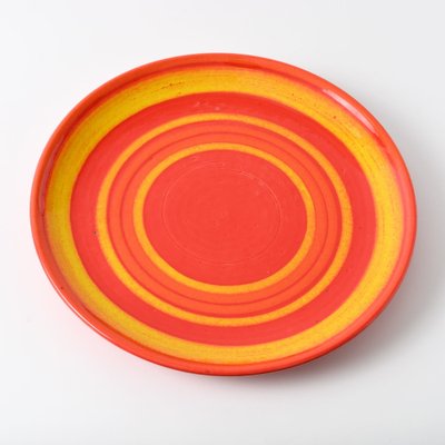 Large Italian Red and Yellow Plate from Baldelli, 1970s-IXK-1805216