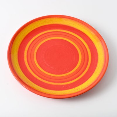 Large Italian Red and Yellow Plate from Baldelli, 1970s-IXK-1805216