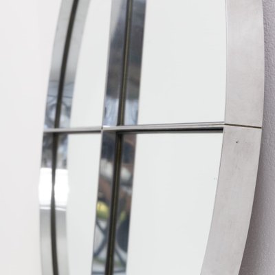 Large Italian Round Steel Metal Mirror by Vittorio Introini for Saporiti, 1970s-FUE-1752151