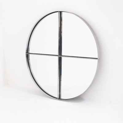 Large Italian Round Steel Metal Mirror by Vittorio Introini for Saporiti, 1970s-FUE-1752151