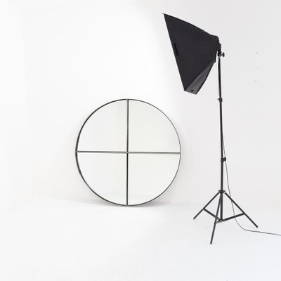 Large Italian Round Steel Metal Mirror by Vittorio Introini for Saporiti, 1970s-FUE-1752151