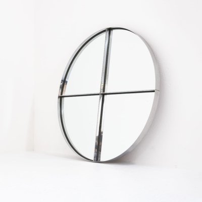 Large Italian Round Steel Metal Mirror by Vittorio Introini for Saporiti, 1970s-FUE-1752151