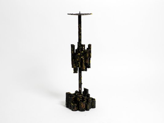 Large Italian Sculptural Brutalist Iron Candleholder by Marcello Fantoni, 1950s-RR-1779682