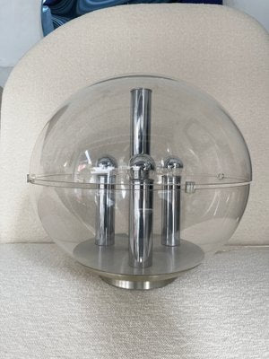 Large Italian Space Age Ball Lamp in Acrylic Glass and Metal Chrome from Stilux Milano, 1970s-FUE-1177226