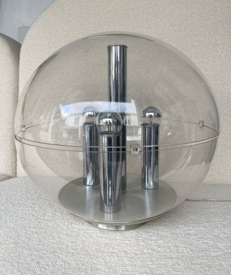 Large Italian Space Age Ball Lamp in Acrylic Glass and Metal Chrome from Stilux Milano, 1970s-FUE-1177226