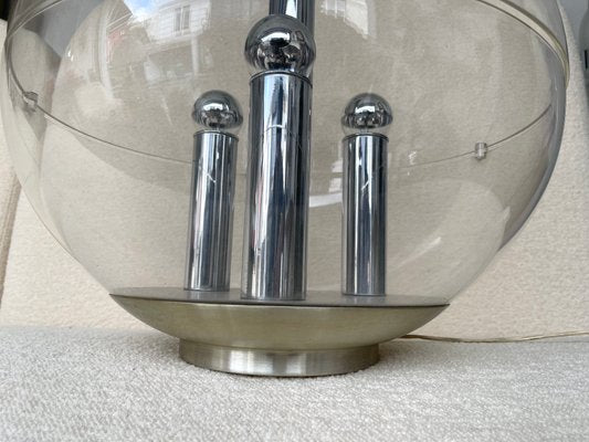 Large Italian Space Age Ball Lamp in Acrylic Glass and Metal Chrome from Stilux Milano, 1970s-FUE-1177226