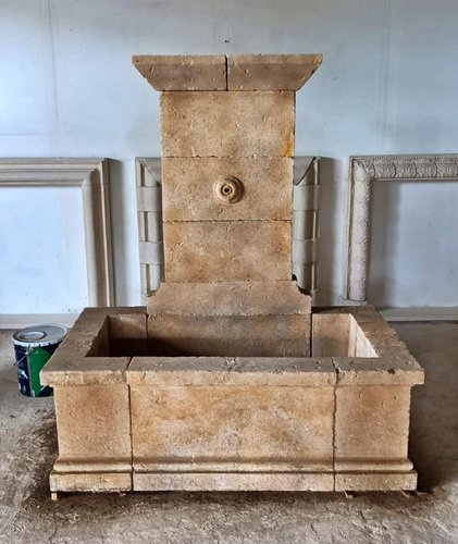 Large Italian Stone Fountain with Washbasin, 20th Century