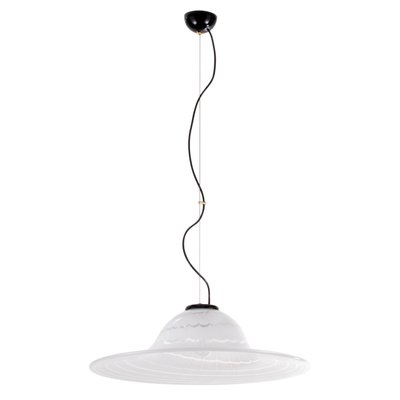 Large Italian Suspension Lamp in White Murano Glass with Phoenician Wave Design-MPO-1180694