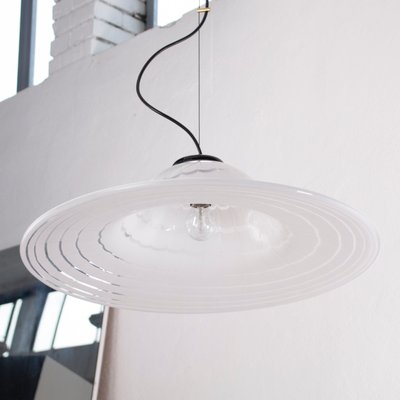 Large Italian Suspension Lamp in White Murano Glass with Phoenician Wave Design-MPO-1180694