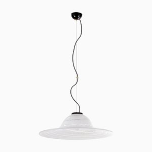 Large Italian Suspension Lamp in White Murano Glass with Phoenician Wave Design-MPO-1180694