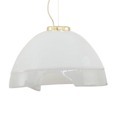 Large Italian Suspension Lamp in White Murano Glass with Pink & Gray Finishes, 1980s-MPO-1259538