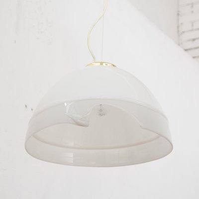 Large Italian Suspension Lamp in White Murano Glass with Pink & Gray Finishes, 1980s-MPO-1259538