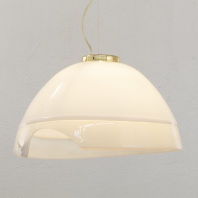 Large Italian Suspension Lamp in White Murano Glass with Pink & Gray Finishes, 1980s-MPO-1259538