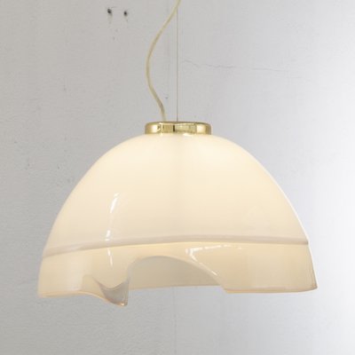 Large Italian Suspension Lamp in White Murano Glass with Pink & Gray Finishes, 1980s-MPO-1259538