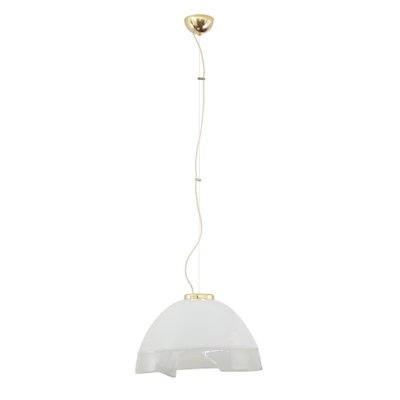 Large Italian Suspension Lamp in White Murano Glass with Pink & Gray Finishes, 1980s-MPO-1259538