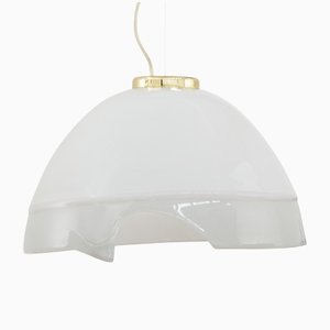 Large Italian Suspension Lamp in White Murano Glass with Pink & Gray Finishes, 1980s-MPO-1259538