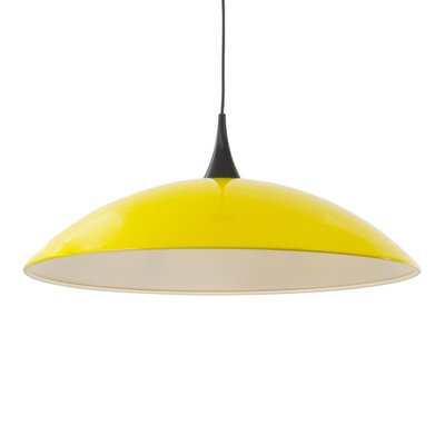 Large Italian Suspension Lamp in Yellow Plastic with White Interior, 1980s-MPO-1259529