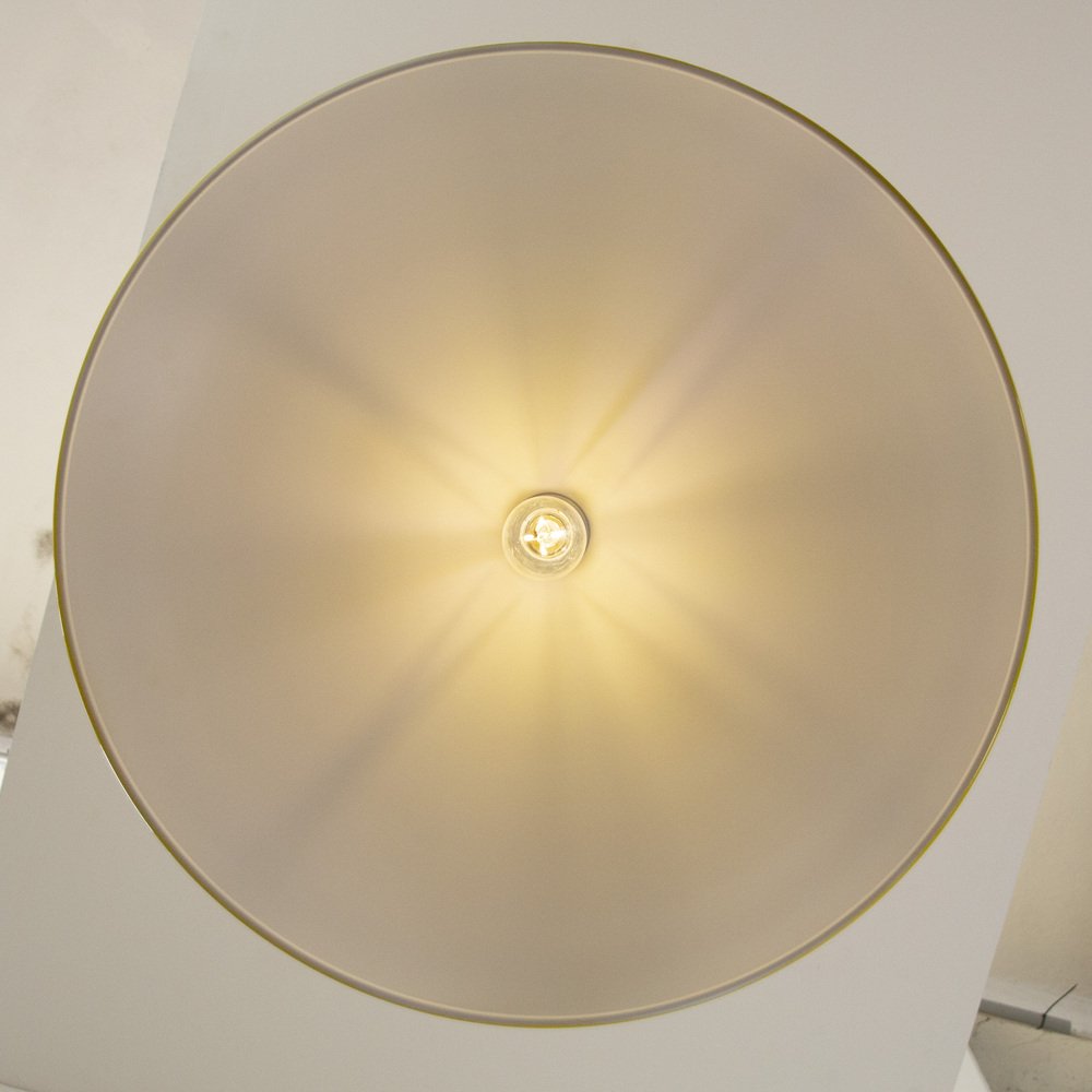 Large Italian Suspension Lamp in Yellow Plastic with White Interior, 1980s