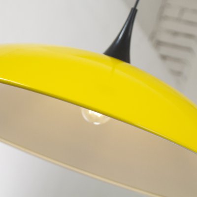 Large Italian Suspension Lamp in Yellow Plastic with White Interior, 1980s-MPO-1259529